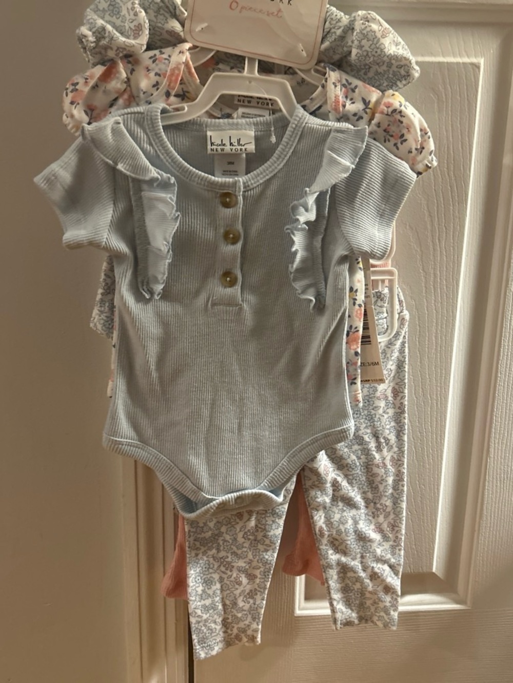 Knotable New York Light Blue Ruffle Ribbed Baby Bodysuit